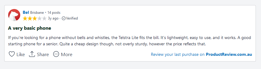 Telstra Lite Positive Feedback